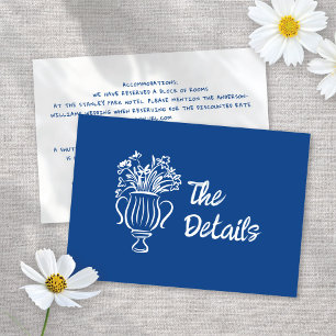 Whimsical Illustrated Floral Wedding Details Info Enclosure Card