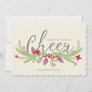 Whimsical Illustrated Garland Holiday Photo Card