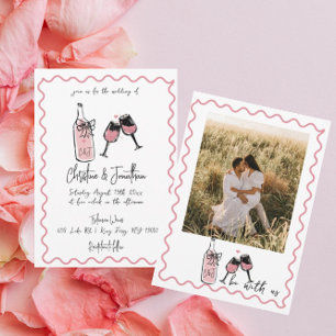 Whimsical Illustrated   Retro Wedding  Invitation