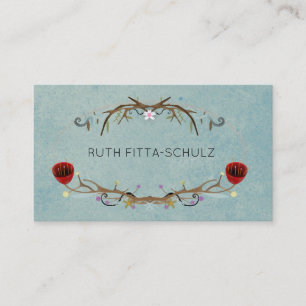 Whimsical Illustration Red Tulips Business Card
