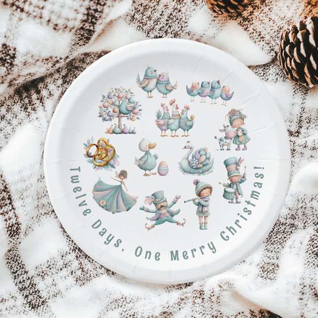 Whimsical Illustrations 12 Days of Christmas Paper Plate (Creator Uploaded)