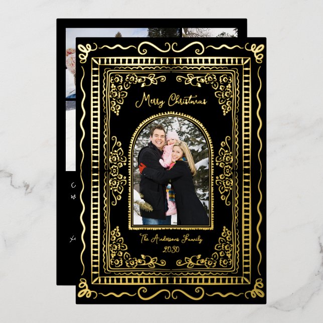 Whimsical Illustrative Christmas Five Photo (Front/Back)