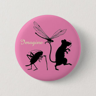 Whimsical "Imagine" Button with Animal Friends