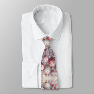 Whimsical Impressionistic Christmas Ornaments Pink Tie