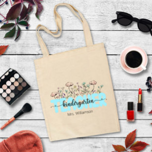 Whimsical Inky Wildflowers Stylish Teachers Gift Tote Bag