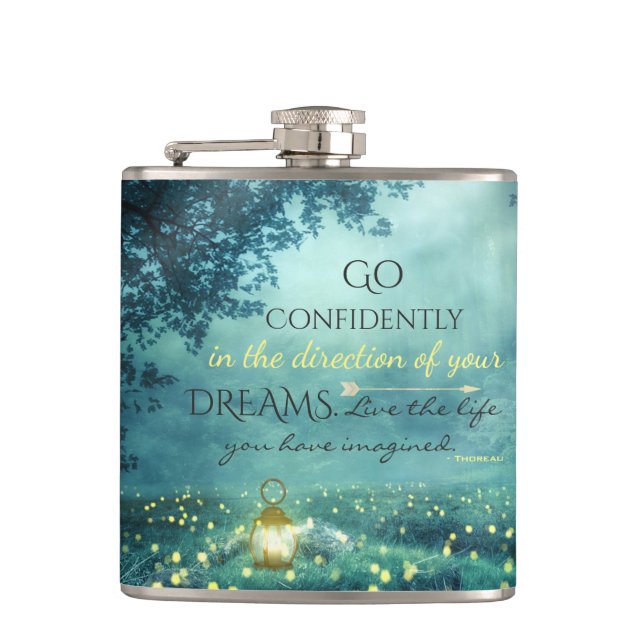 Whimsical Inspiring Dreams Quote Hip Flask (Front)