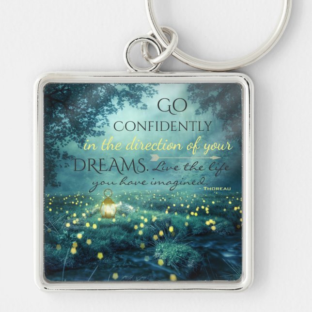 Whimsical Inspiring Dreams Quote Key Ring (Front)
