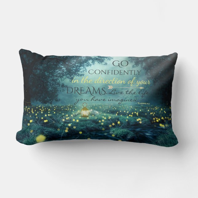 Whimsical Inspiring Dreams Quote Lumbar Cushion (Front)