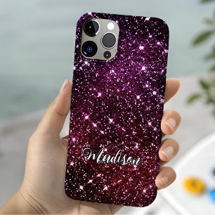 Whimsical iridescent pink Glitter monogram Case-Mate iPhone Case