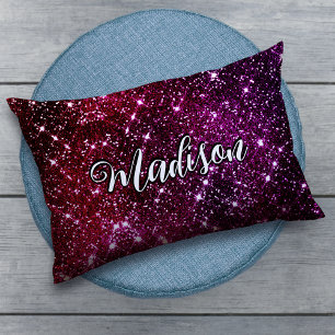 Whimsical iridescent pink Glitter monogram Decorative Cushion