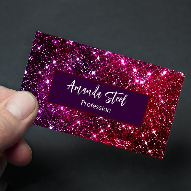 Whimsical iridescent pink Glitter monogram Magnetic Business Card (Creator Uploaded)