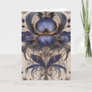 Whimsical Iris Type Flower Illustration Hello  Card