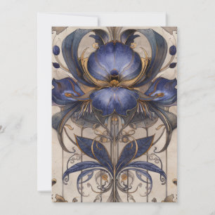 Whimsical Iris Type Flower Illustration Hello Flat Card