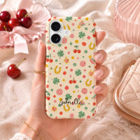 Whimsical Irregular Polka Dots with Lucky Icons