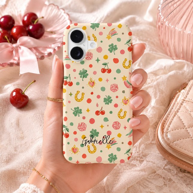 Whimsical Irregular Polka Dots with Lucky Icons (Carry a little extra luck in your pocket 🍀 )