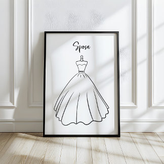Whimsical Italian Bride Wedding Dress Art Poster