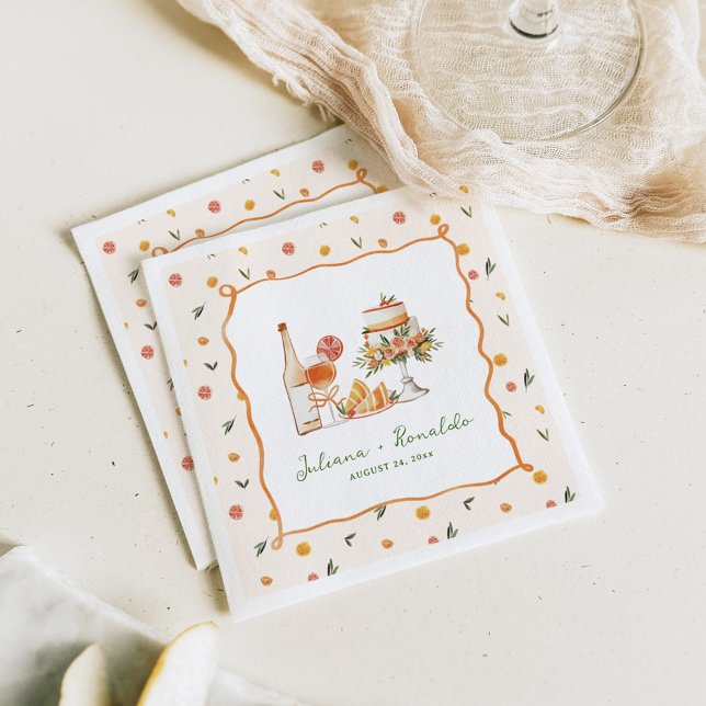 Whimsical Italian Citrus Wedding Napkin (Creator Uploaded)