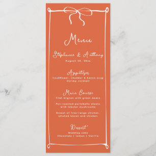 Whimsical Italian Sunset with White Bow Wedding Menu