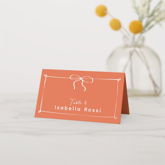 Whimsical Italian Sunset with White Bow Wedding  Place Card (Front)