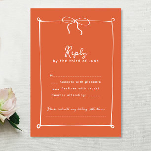 Whimsical Italian Sunset with White Bow Wedding RSVP Card