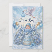 Whimsical It's a Boy Stork Baby Shower