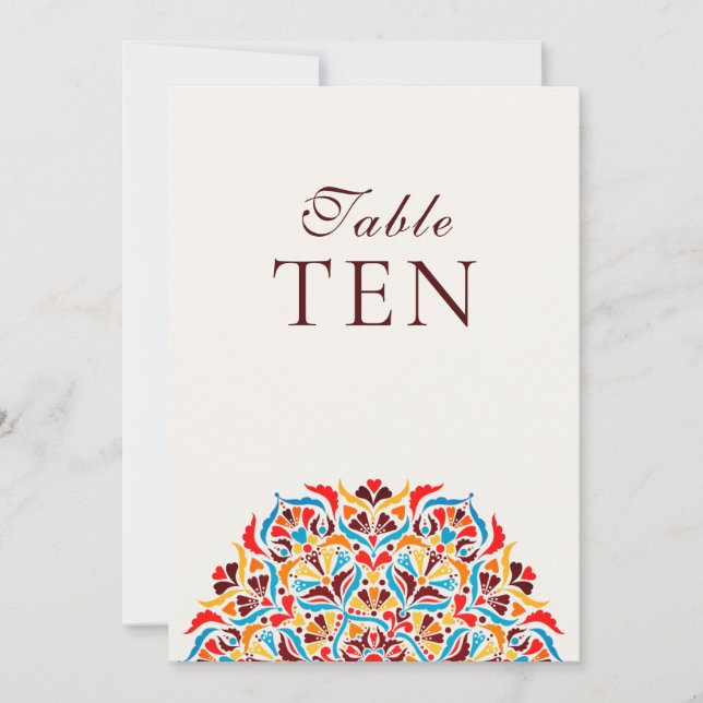 Whimsical Ivory Floral Border Wedding Table Number (Front)