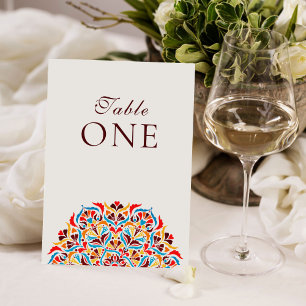 Whimsical Ivory Floral Border Wedding Table Number