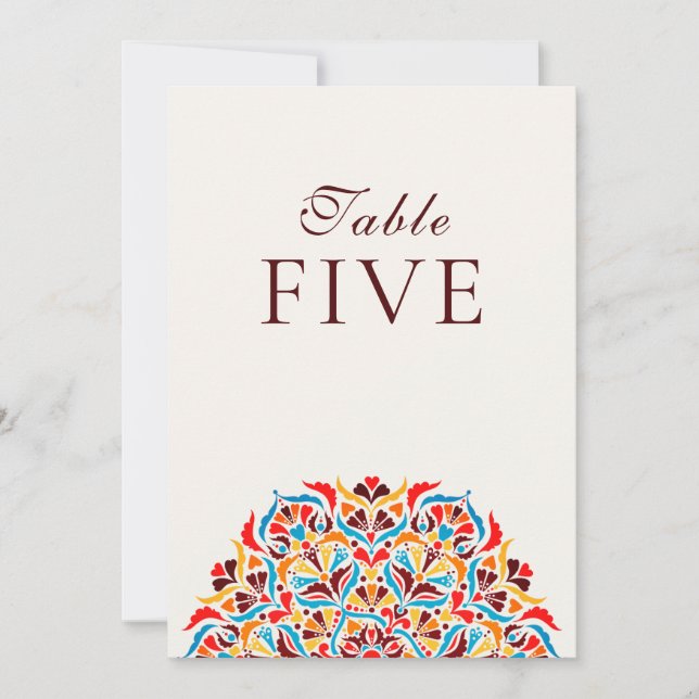 Whimsical Ivory Floral Border Wedding Table Number (Front)