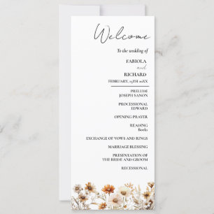 Whimsical  Ivory Wildflower Wedding Program Card
