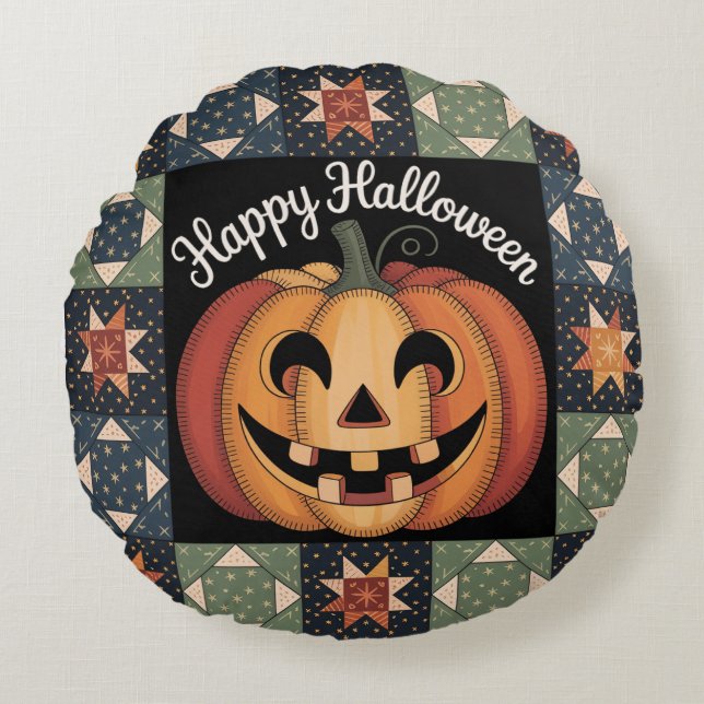 Whimsical Jack-O'-Lantern Throw Pillow Cover (Front)