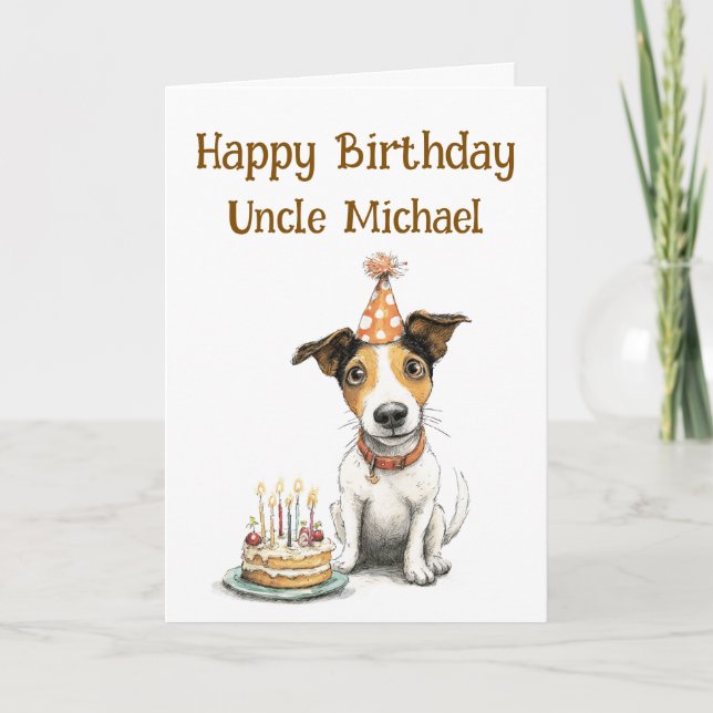 Whimsical Jack Russell Dog Birthday Card (Front)