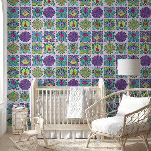 Whimsical Jewel Tones Hand drawn Boho lavender Wallpaper