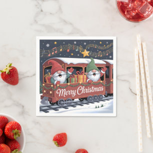 Whimsical Jolly Gnomes Musical Express Napkin