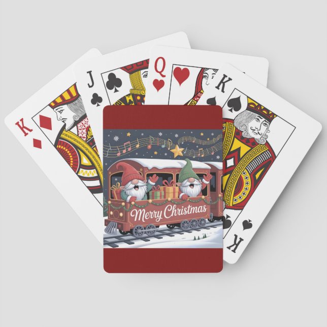 Whimsical Jolly Gnomes Musical Express Playing Cards (Back)