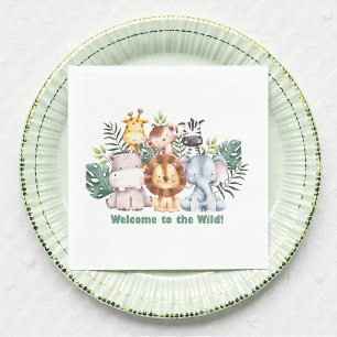 Whimsical Jungle Safari Animal Birthday Napkin