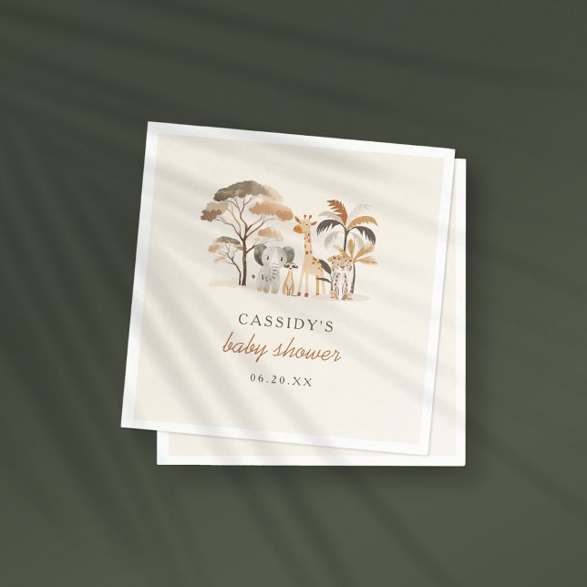 Whimsical Jungle Safari Animals Boy Baby Shower Napkin (Creator Uploaded)