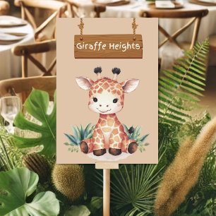 Whimsical Jungle Safari Giraffe Table Sign Table Number