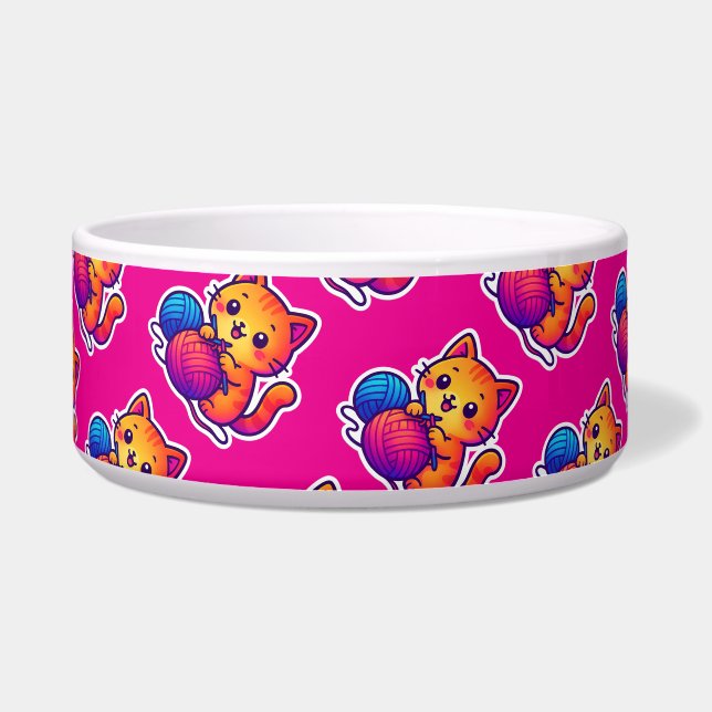 Whimsical Kawaii Cat Knitting Scene with Oversized (Front)