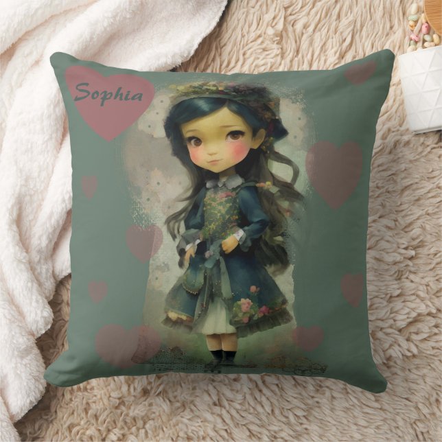 Whimsical Kawaii Fairy Tale Girl Cushion (Blanket)