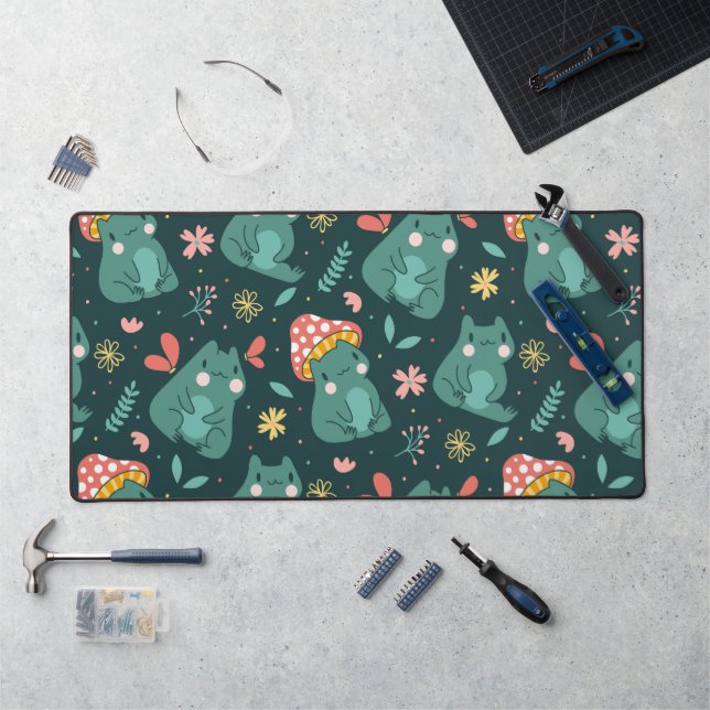 Whimsical Kawaii Frog Desk Mat  (Workstation)