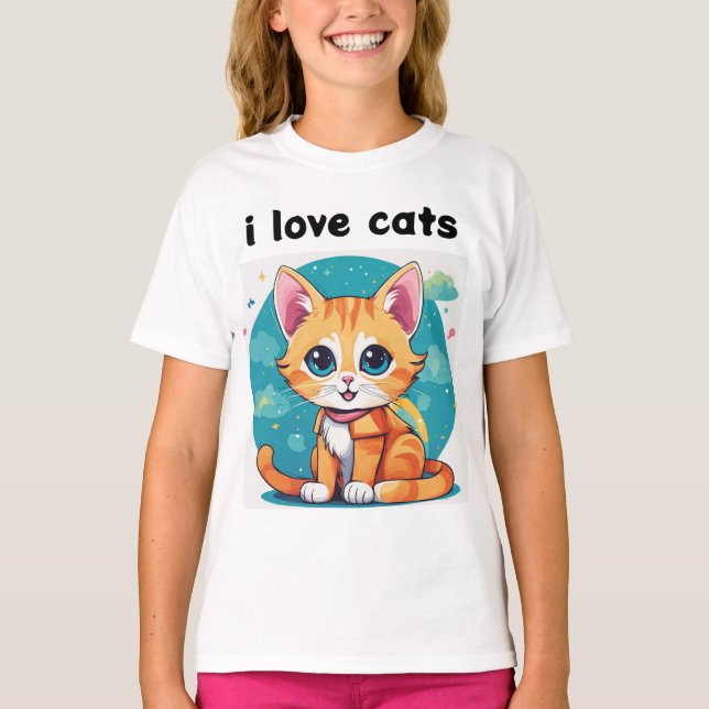 Whimsical Kids' Cat Tee Collection: Playful Design (Front)