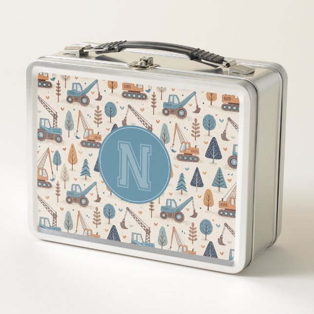 Whimsical Kids Construction Metal Lunchbox (Front)