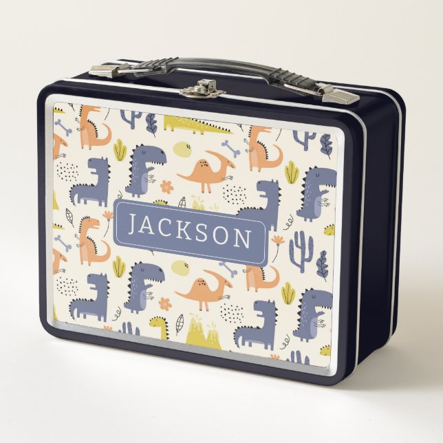 Whimsical Kids Dinosaurs Metal Lunchbox (Front)