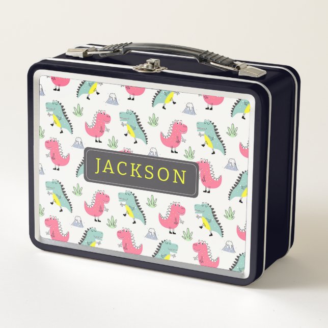 Whimsical Kids Dinosaurs Metal Lunchbox (Front)