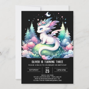 Whimsical Kids Dragon Birthday  Invitation