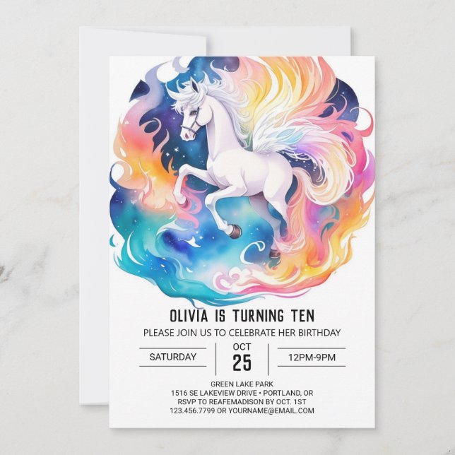 Whimsical Kids' Horse Haven Birthday Invitation (Front)