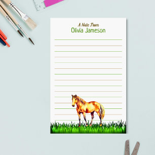 Whimsical Kid's Name HORSE Lined Stationery