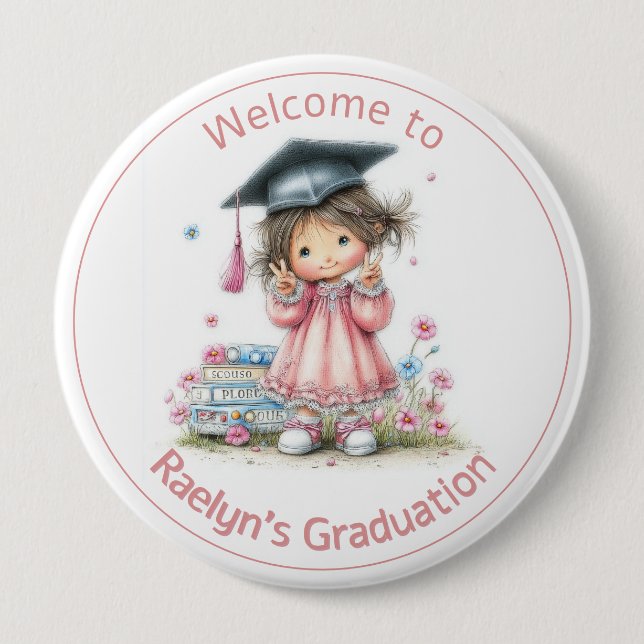 Whimsical Kindergarten Graduation Celebration  10 Cm Round Badge (Front)