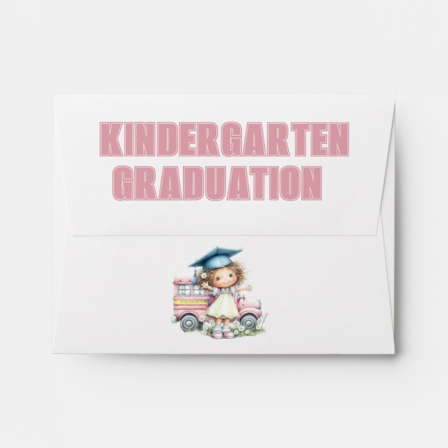 Whimsical Kindergarten Graduation Illustration Envelope (Back (Top Flap))