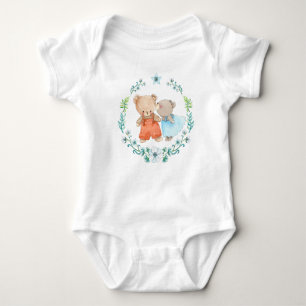 Whimsical Kissing Bears Baby Bodysuit